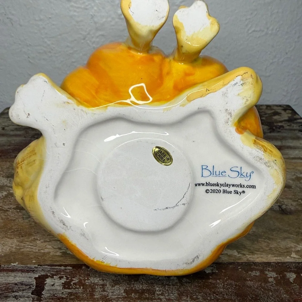Blue Sky Halloween Ceramic Jack O Lantern Golden Retriever Candle Holder NEW